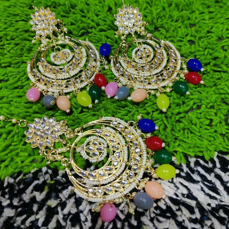 Heart Shaped Earrings-Pooja Bangles Gold Plated Earrings With Mangtikka