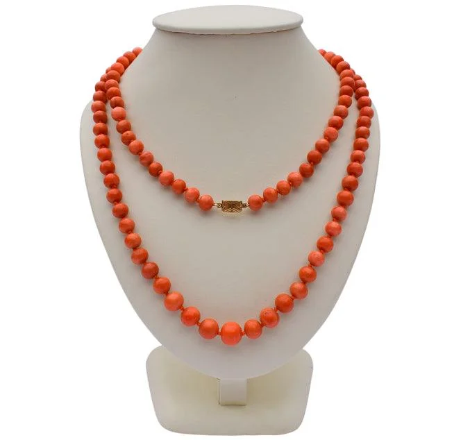 Sparkling Stone Necklaces-1930s Italian Gori & Zucchi (UNOAERRE) Coral Necklace