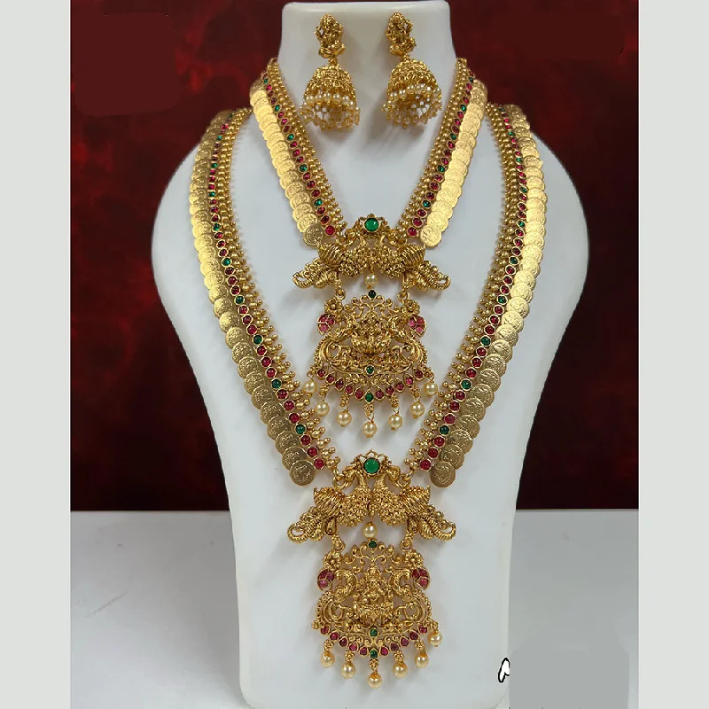 Designer Bead Necklaces-Diksha Collection Pota Stone Necklace Combo Set