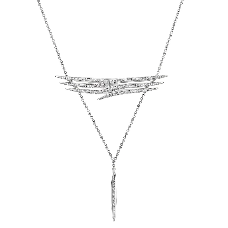 Handmade Necklaces Online-Armis Triple Row Necklace - 18ct White Gold & Diamond Pavé