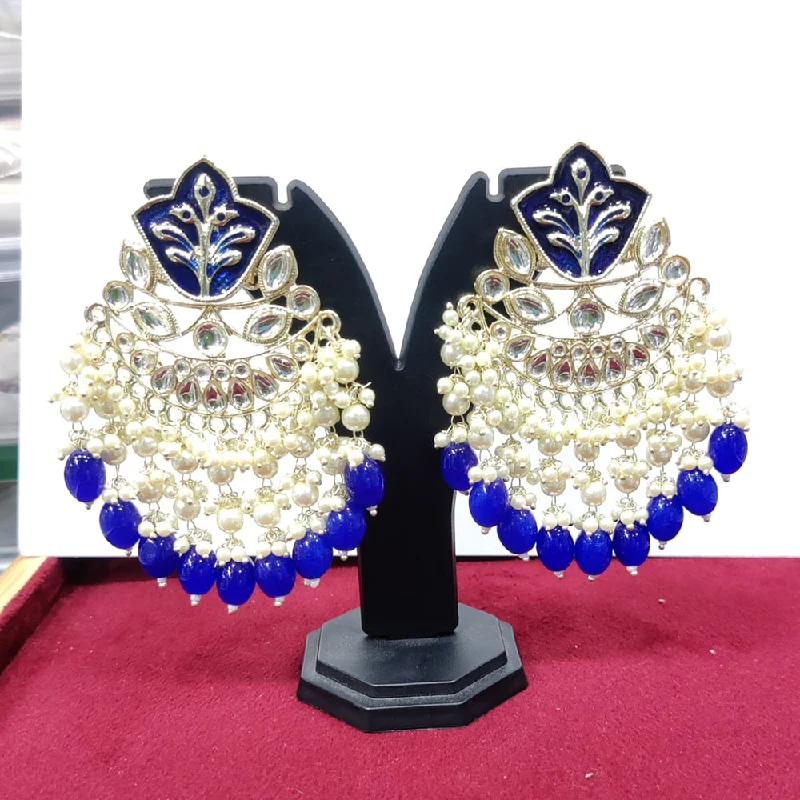 Fine Jewelry Earrings-Kavita Art Gold Plated Kundan Stone And Meenakari Pearls Dangler Earrings