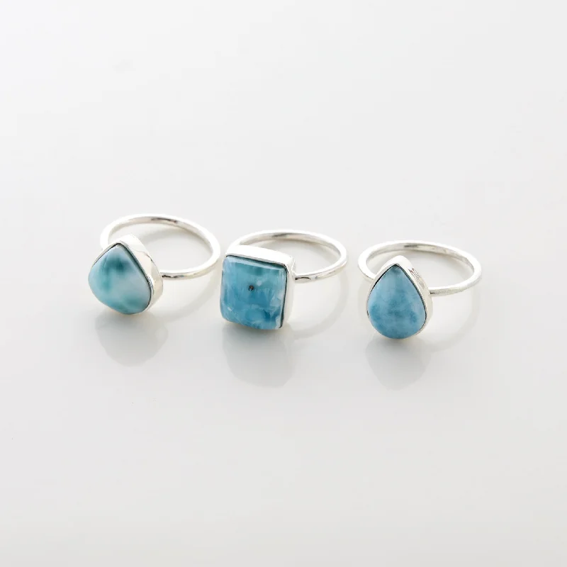 Colored Diamond Engagement Rings-Larimar Ring Trio Emira