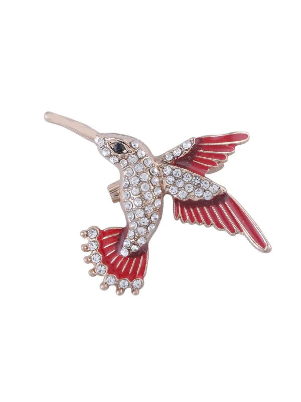 Vintage Brooch with Rhinestone Detail-Diamond Kingfisher Bird Brooch with Pin back