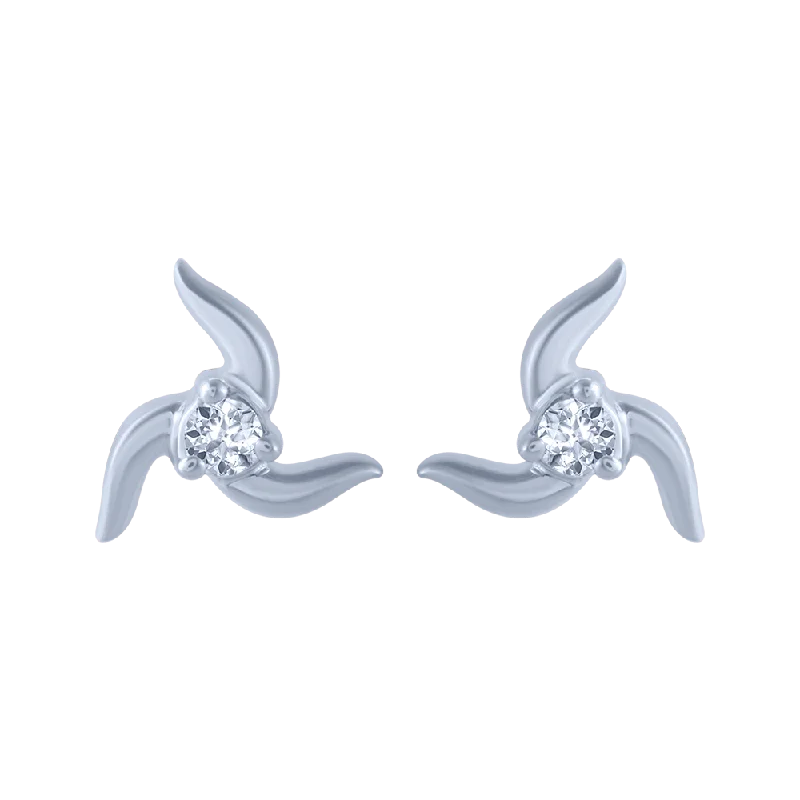 Crystal Stud Earrings-18KT (750) White Gold And Diamond Stud Earrings For Women