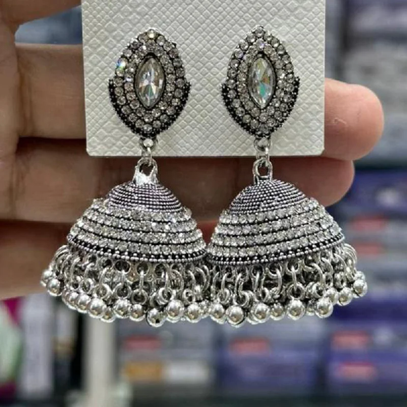 Trendy Dangle Earrings-Manisha Jewellery Oxidised Plated Austrian Stone Jhumki