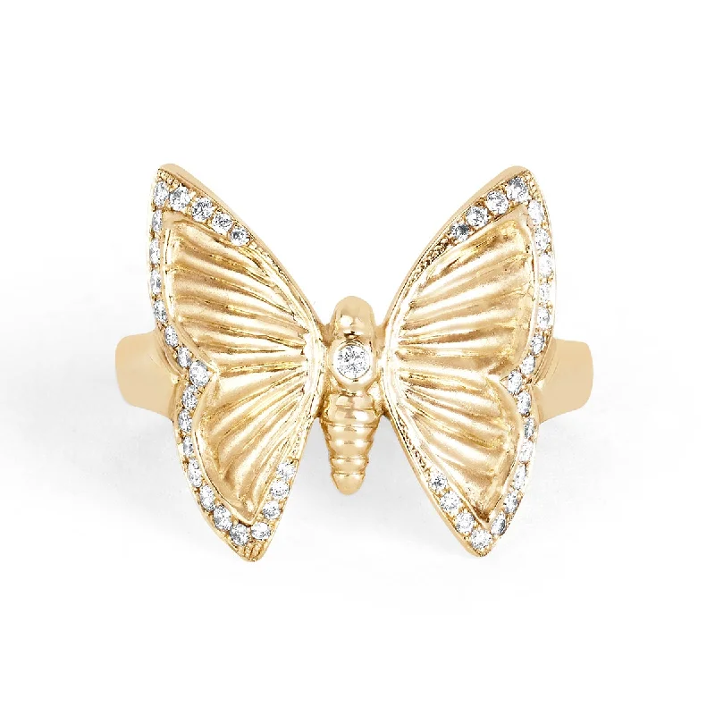 Oval Diamond Rings-Metamorphosis Butterfly Ring