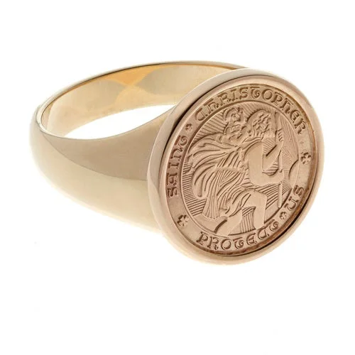 Luxury Gold Rings-Gold St. Christopher Ring