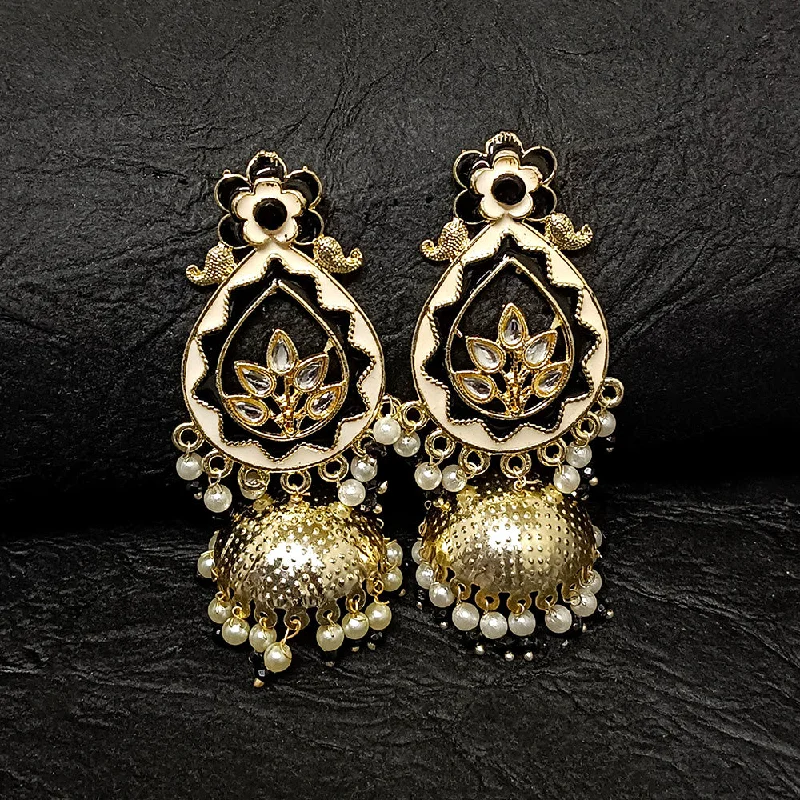 Personalized Name Earrings-Darshana Jewels Gold Plated Meenakari Jhumki Earrings