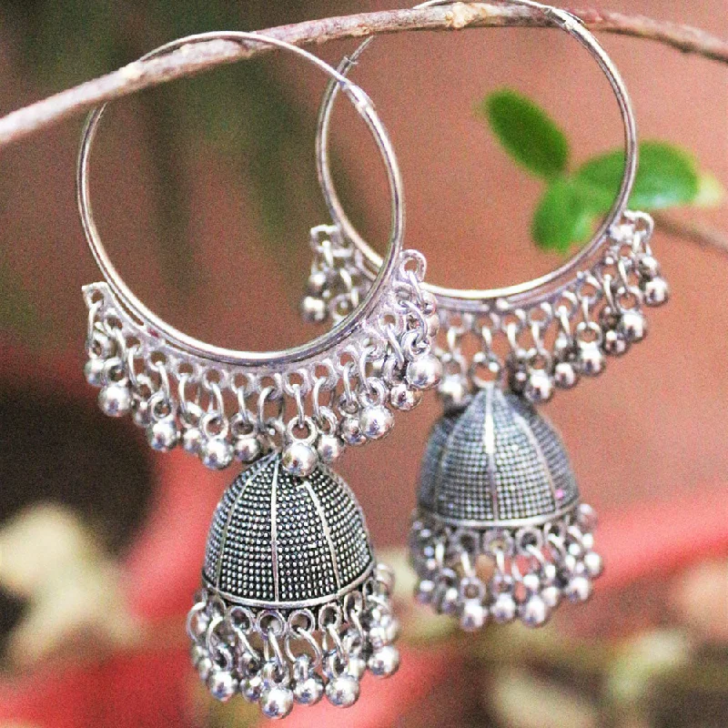 Lightweight Gold Earrings-H K Fashion Oxidised Plated Jhumki Earrings