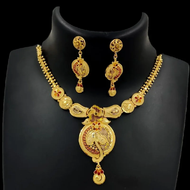 Chunky Statement Necklaces-Pari Art Jewellery Forming Gold Necklace Set