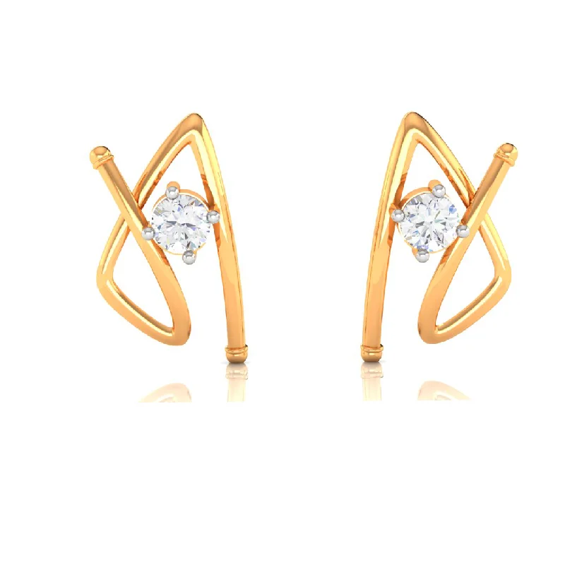 Handcrafted Pearl Earrings-18k A-shape Gold & Diamond Earrings