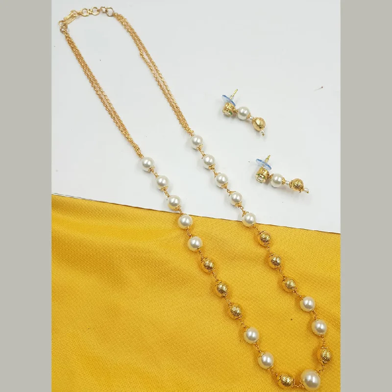 Customizable Necklaces for Bridesmaids-Padmawati Bangles Gold Plated Pearl Necklace Set