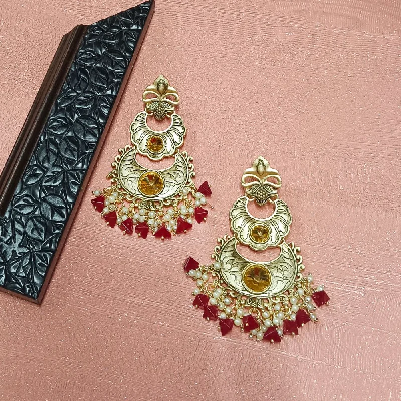 Luxury Pearl Earrings-Darshana Jewels Crystal Stone Gold Plated Dangler Earrings