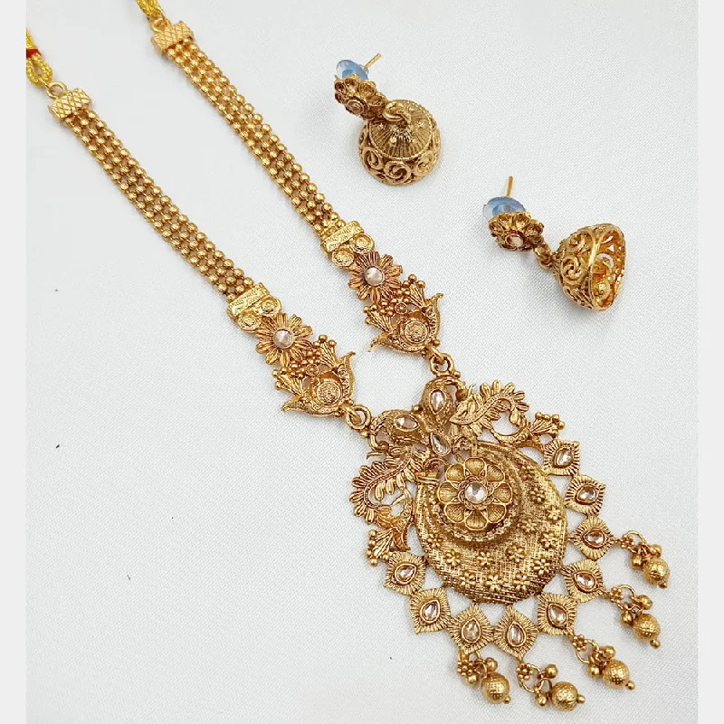 Natural Stone Necklaces-Padmawati Bangles Gold Plated Pota Stone Necklace Set