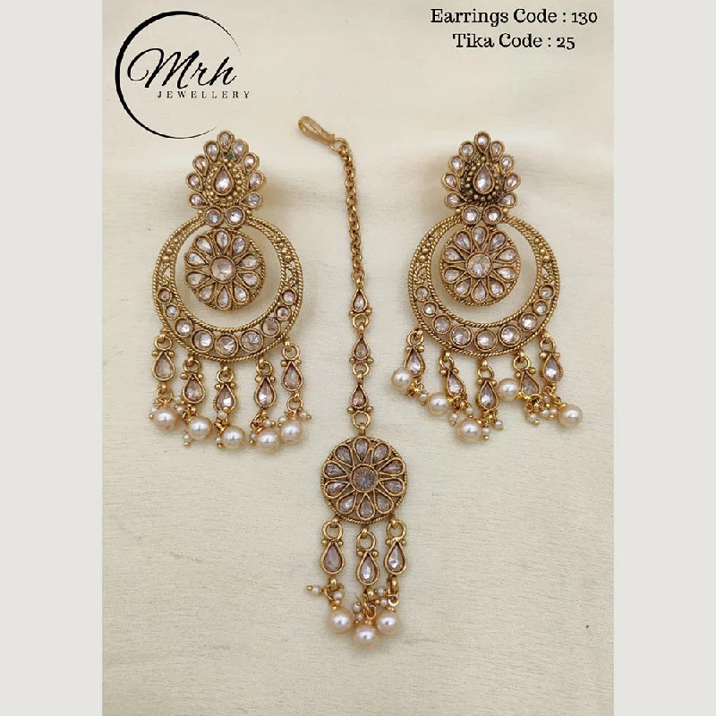 Modern Geometric Earrings-Jewel Addiction Copper Gold Plated Earrings With Mangtikka