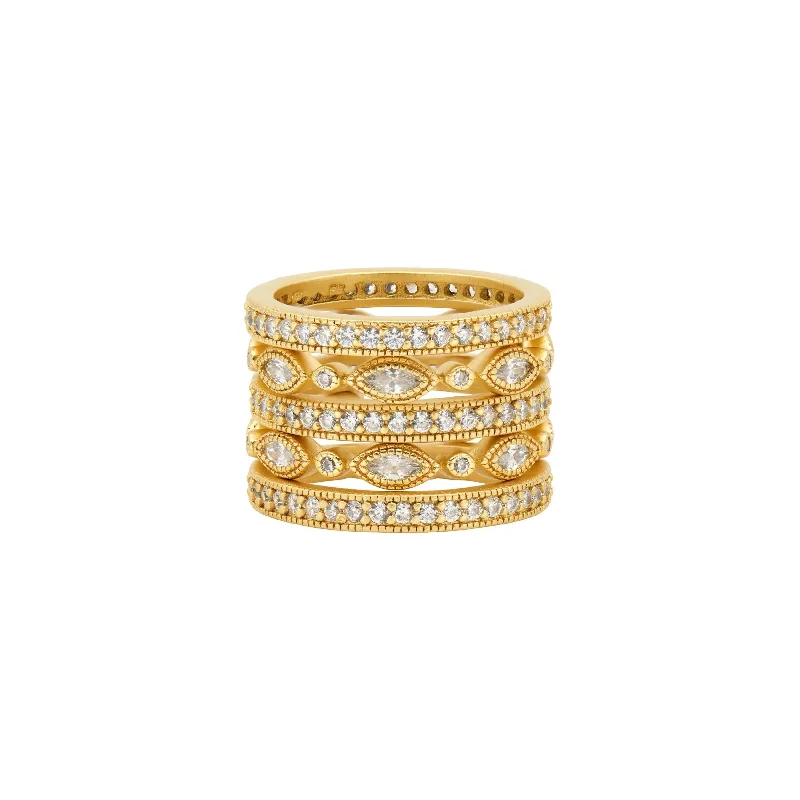 Stylish Wedding Rings for Brides-Signature Classic Marquise Eternity 5-Stack