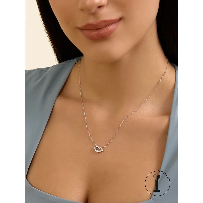 Personalized Couple Necklaces-Isharya Silver Lip in Rhodium Plating Necklace