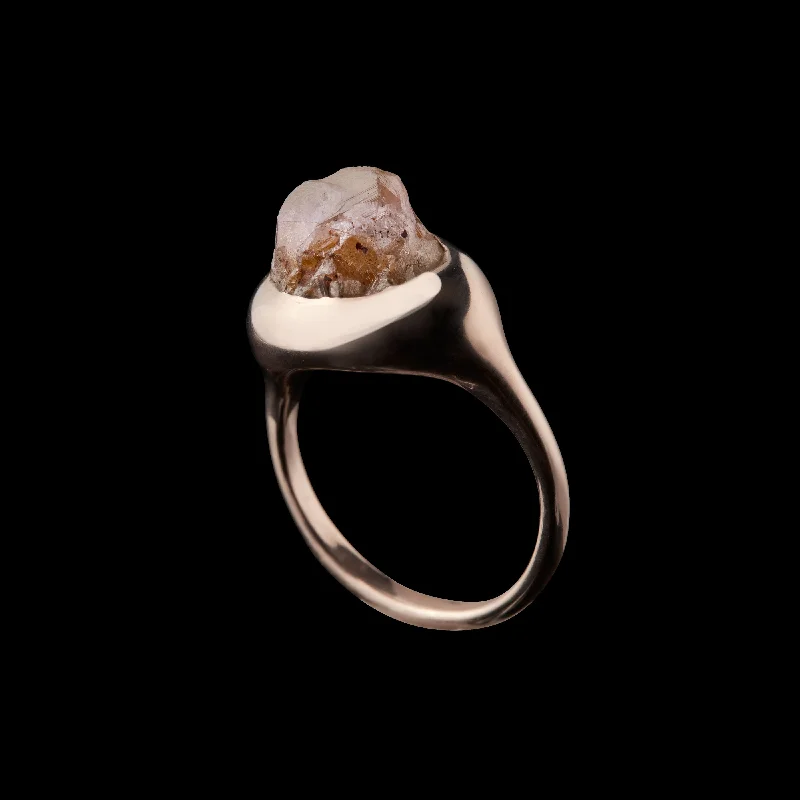 Pear-Shaped Diamond Rings-Diamond Crystal Rose Gold Ring