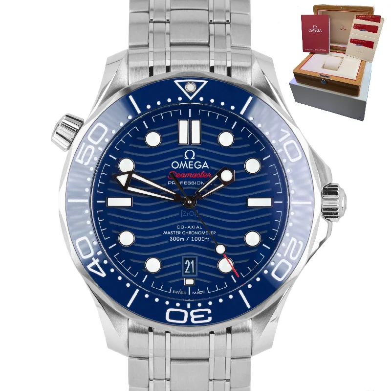 Smart Watches with Sleep Tracker-MINT Omega Seamaster Diver 300M 42mm Blue Wave 210.30.42.20.03.001 B+P Watch