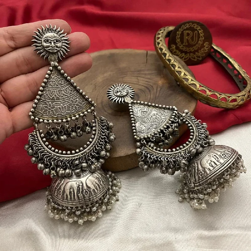 Handcrafted Earrings-FS Collection Oxidised Plated Jhumki Earrings