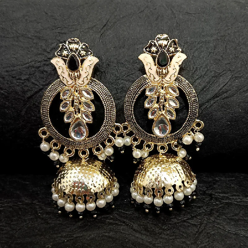 Chic Silver Dangle Earrings-Darshana Jewels Gold Plated Meenakari Jhumki Earrings