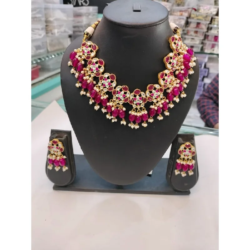 Modern Diamond Necklaces-Akruti Collection Gold Plated Necklace Set