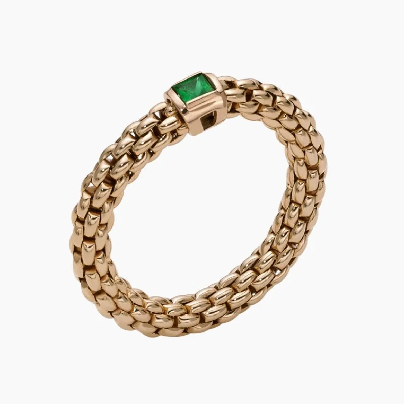 18k Yellow Gold with Emerald (~0.15ctw) (Size M)