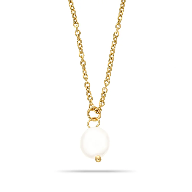 Chunky Gold Necklaces-Pearl single necklace gold