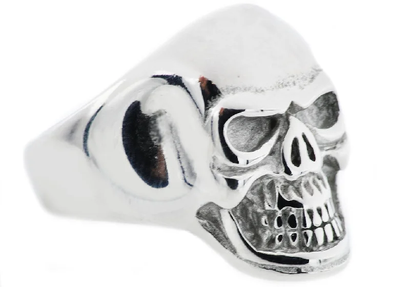 Wedding Rings with Diamonds-Mens Stainless Steel Skull Ring