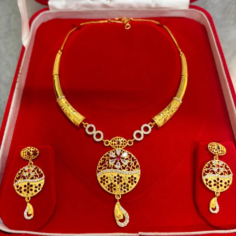 Long Silver Necklaces-Pari Art Jewellery Forming Gold Necklace Set