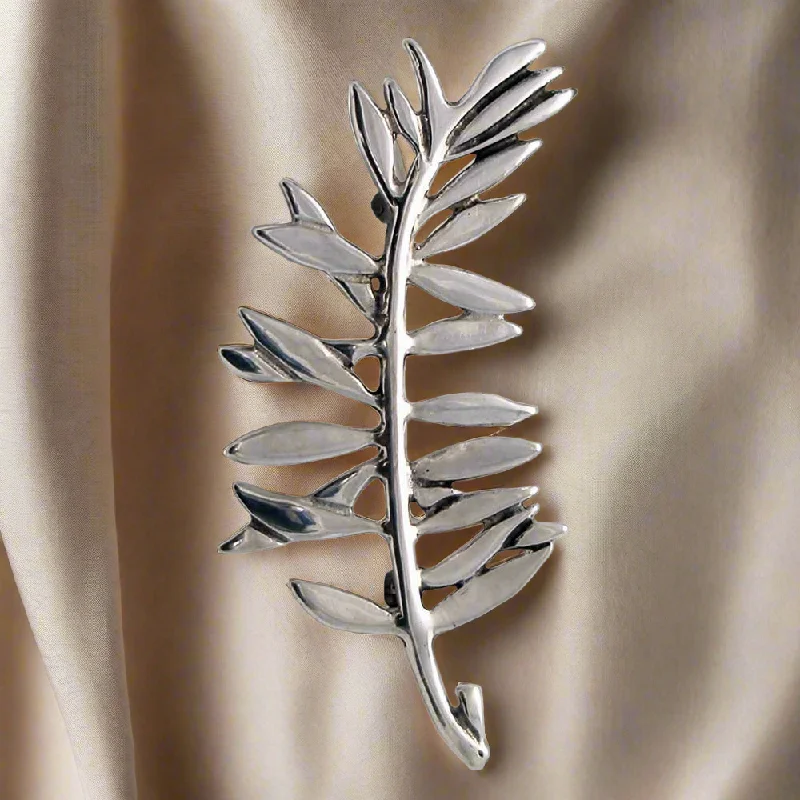 Custom Animal Brooch-Greek Traditional Olive leaf brooch in sterling silver (K-20)