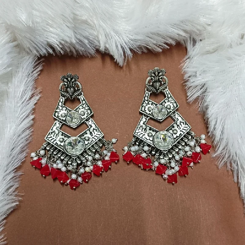 Affordable Silver Earrings-Darshana Jewels Crystal Stone Silver Plated Dangler Earrings