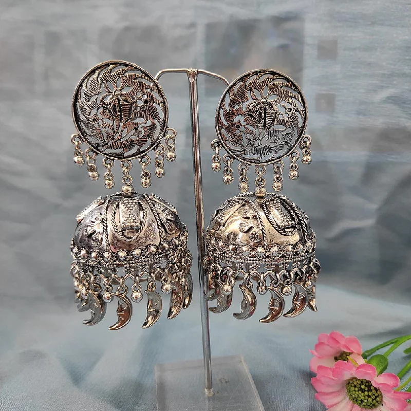 Minimalist Gold Earrings-Darshana Jewels Oxidised  Plated Jhumki Earrings