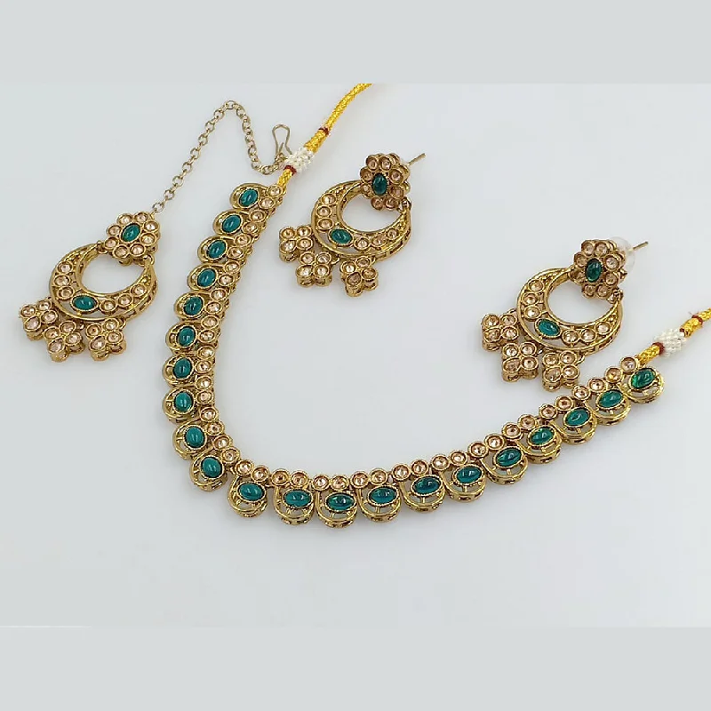 Minimalist Gold Necklaces-Rani Sati Jewels Gold Plated Necklace Set