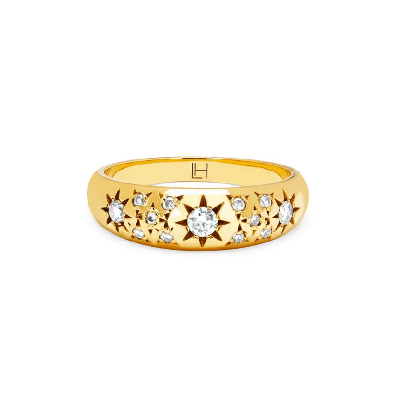 Custom Vintage Rings-Pavé Star Set Rounded Ring | Ready to Ship