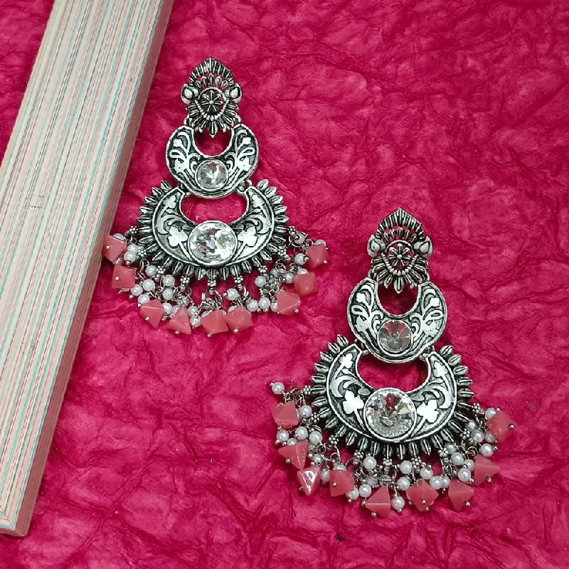 Gold Plated Dangle Earrings-Darshana Jewels Crystal Stone Silver Plated Dangler Earrings