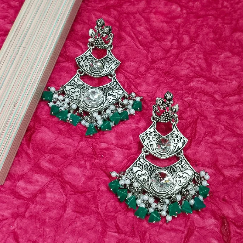 Classic Hoop Earrings-Darshana Jewels Crystal Stone Silver Plated Dangler Earrings