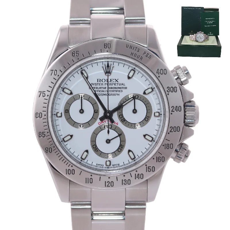 Classic Digital Watches with Stopwatch-2003 Rolex Daytona 116520 White Dial Steel 40mm Chrono Watch Box