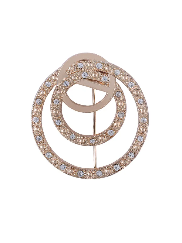 Handmade Artistic Brooch-Round Shape Ring Design Decorative Diamond Brooch Pin