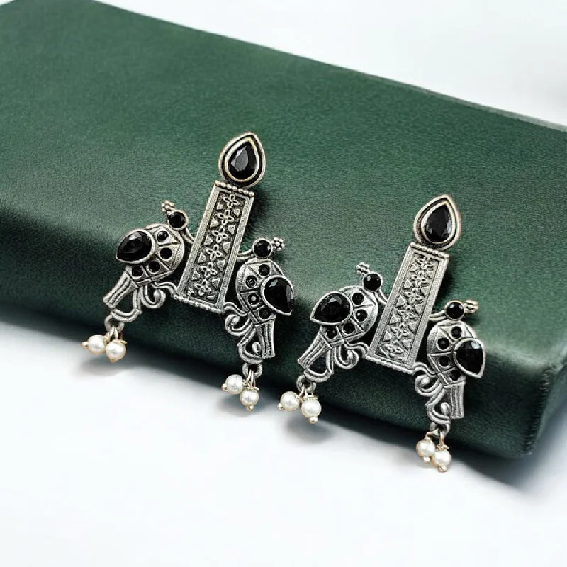 Personalized Gold Earrings-Maharani Jewels Oxidised Plated Pota Stone Dangler Earrings