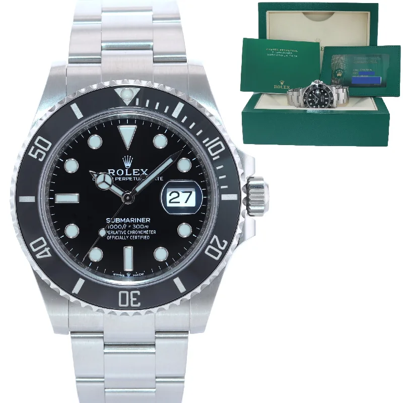 Watches for Sports Enthusiasts-2021 PAPERS Rolex Submariner 41mm Black Ceramic 126610LN Watch Box