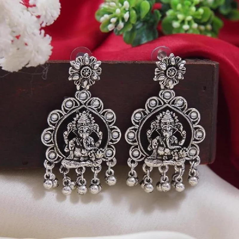 Black Gold Earrings-Etnico Womens Navratri Ethnic Silver Oxidised Afghani Style Trending Earrings (Style-2)