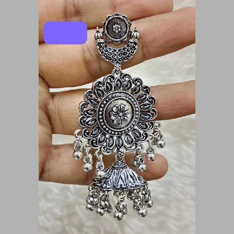 Vintage Pearl Earrings-Abhinandan Oxodised Plated Ghungroo Dangler Earrings