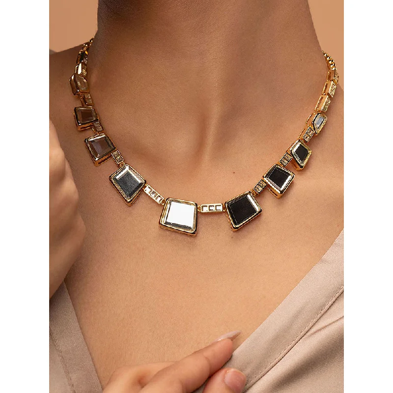 Beautiful Gemstone Necklaces-Isharya Fete Mirror Collar Necklace In 18Kt Gold Plated