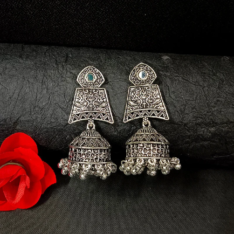 Silver Threader Earrings-Darshana Jewels Oxidised Plated Jhumki Earrings