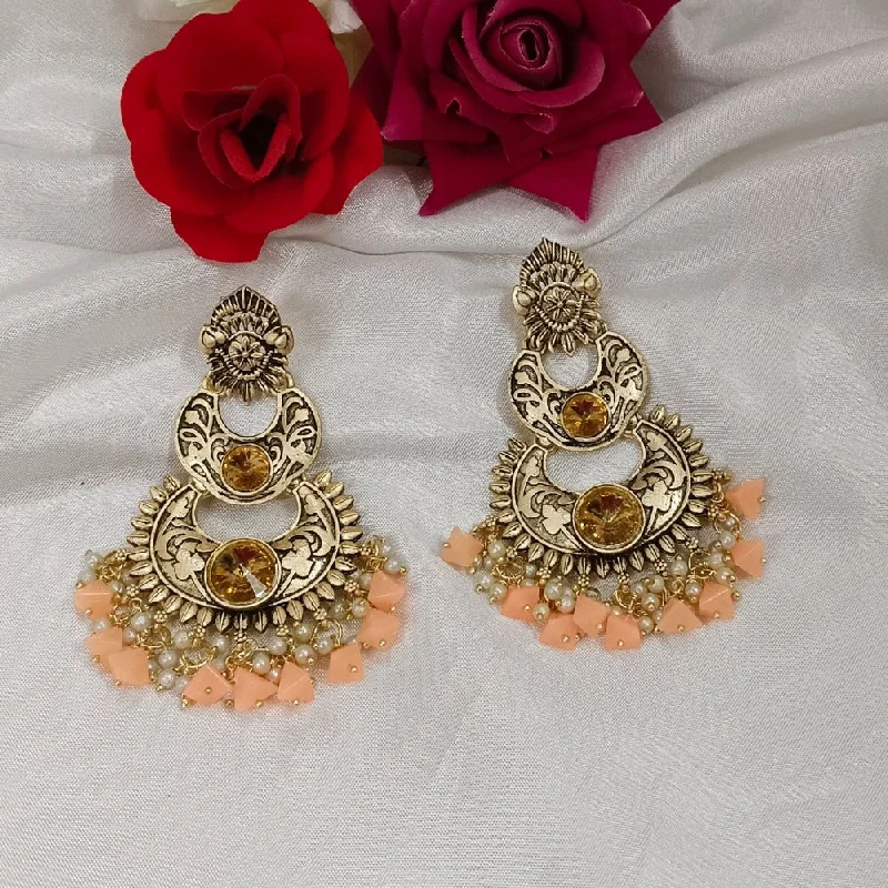 Unique Dangle Earrings-Darshana Jewels Crystal Stone Gold Plated Dangler Earrings