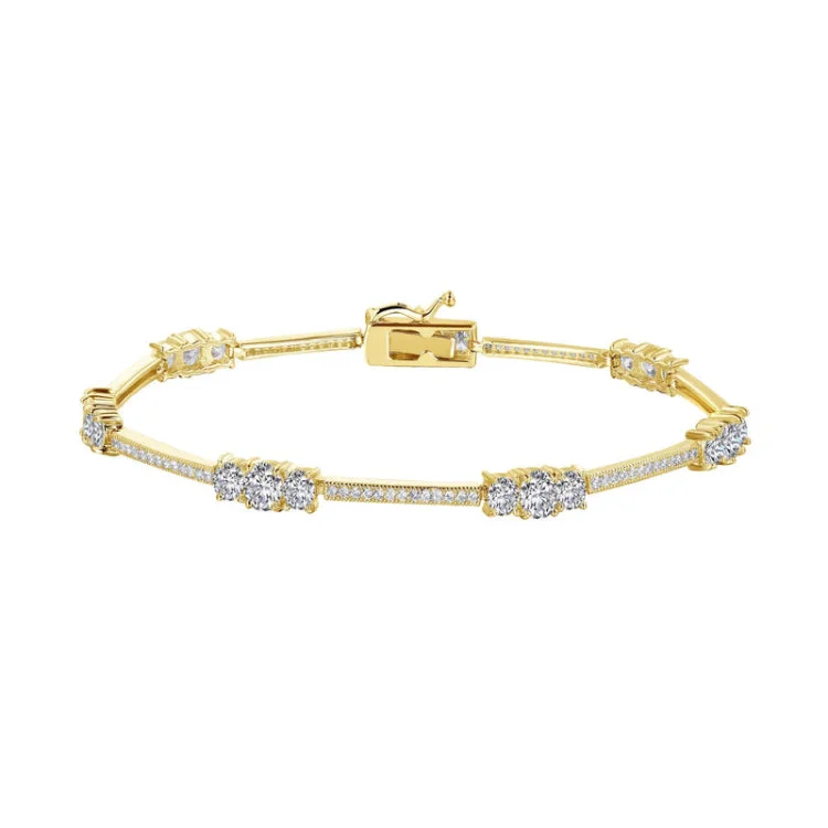 Elegant Gold Bangles-Stylish Station Bracelet