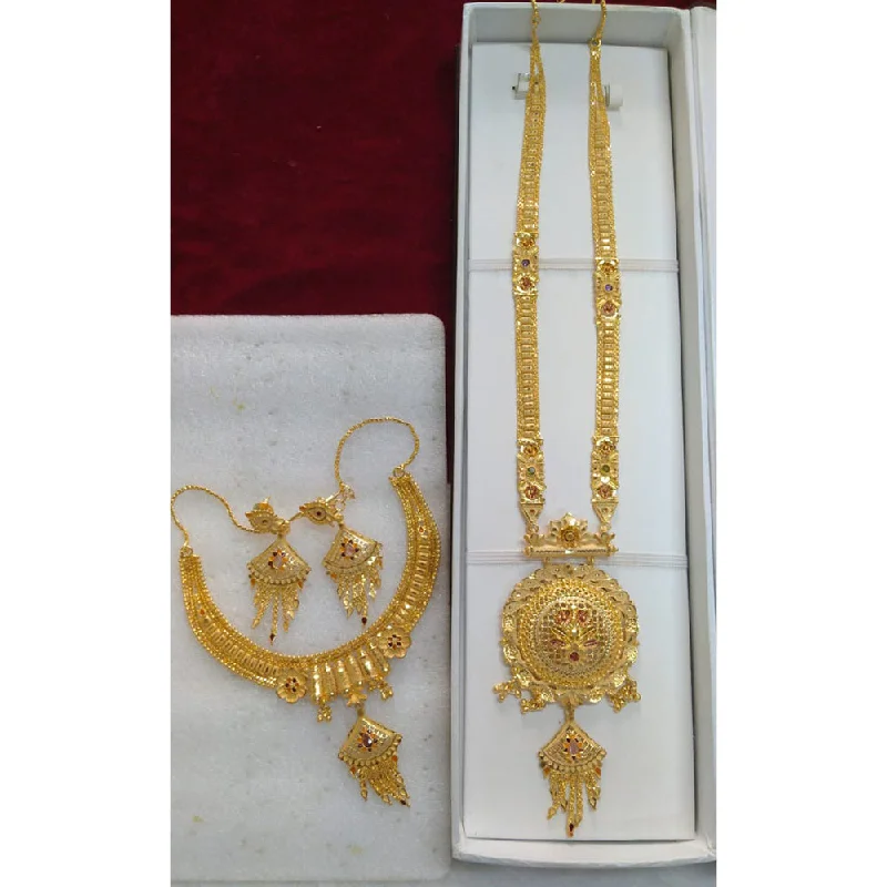 Simple Gold Bead Necklaces-Pari Art Jewellery Forming Gold Combo Necklace Set