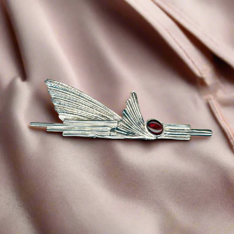 Custom Gemstone Brooch-Greek Traditional Brooch in Sterling silver with Zircon (K-32)