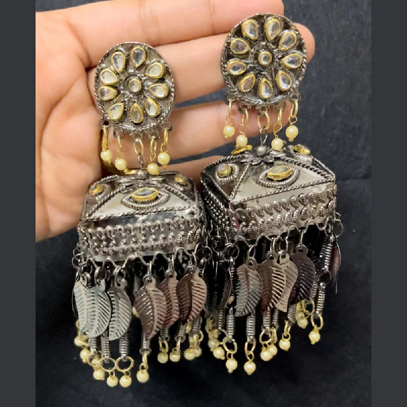 Cute Stud Earrings for Girls-Shringarstreet Oxidised Plated Jhumki Earrings